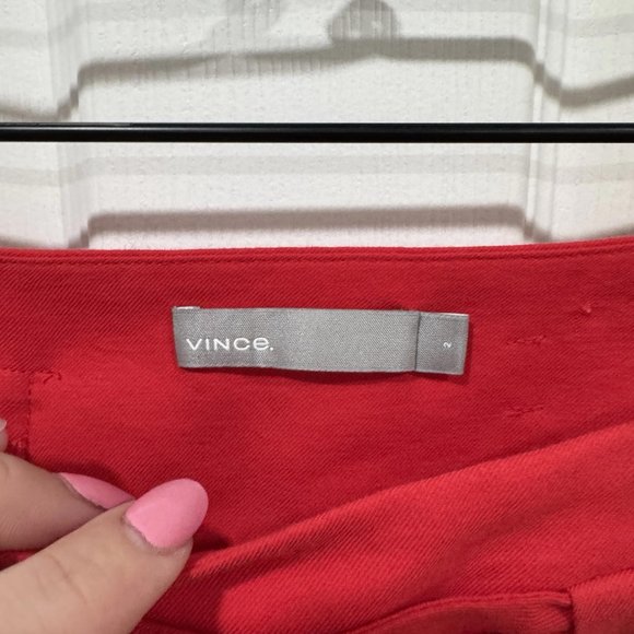VINCE. Twist Front Detail 100% Cotton A-Line Skirt, Size 2- Poppy - $295 - Picture 5 of 14